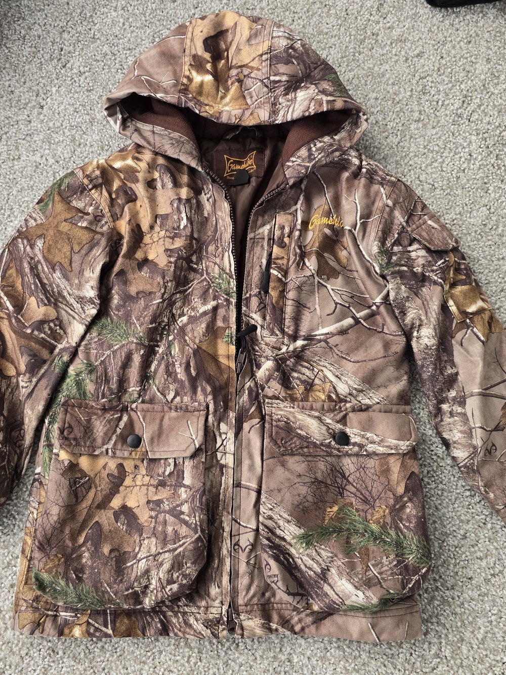 Carhartt Kids' Brown Camo Hooded Puffer Jacket